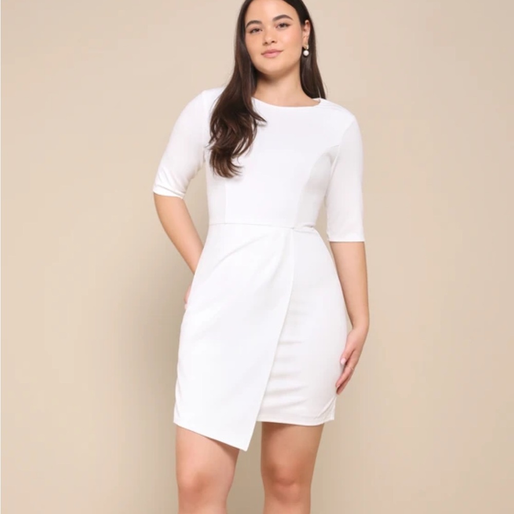 Lulus Westwood White Half Sleeve Sheath Dress